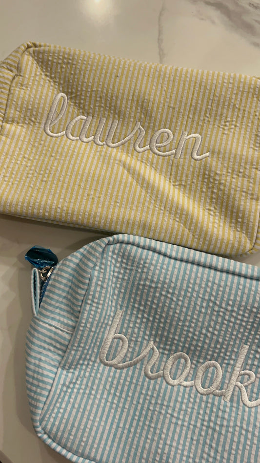 Seersucker Makeup Bag