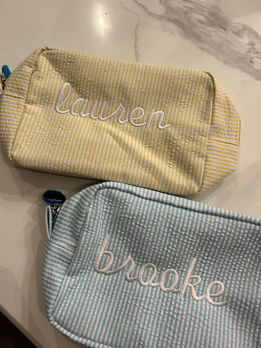 Seersucker Makeup Bag